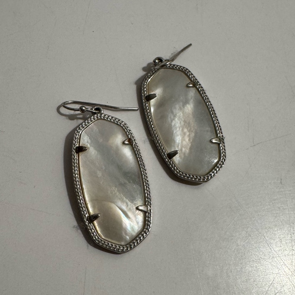 Kendra Scott Silver Earrings with Mother of Pearl